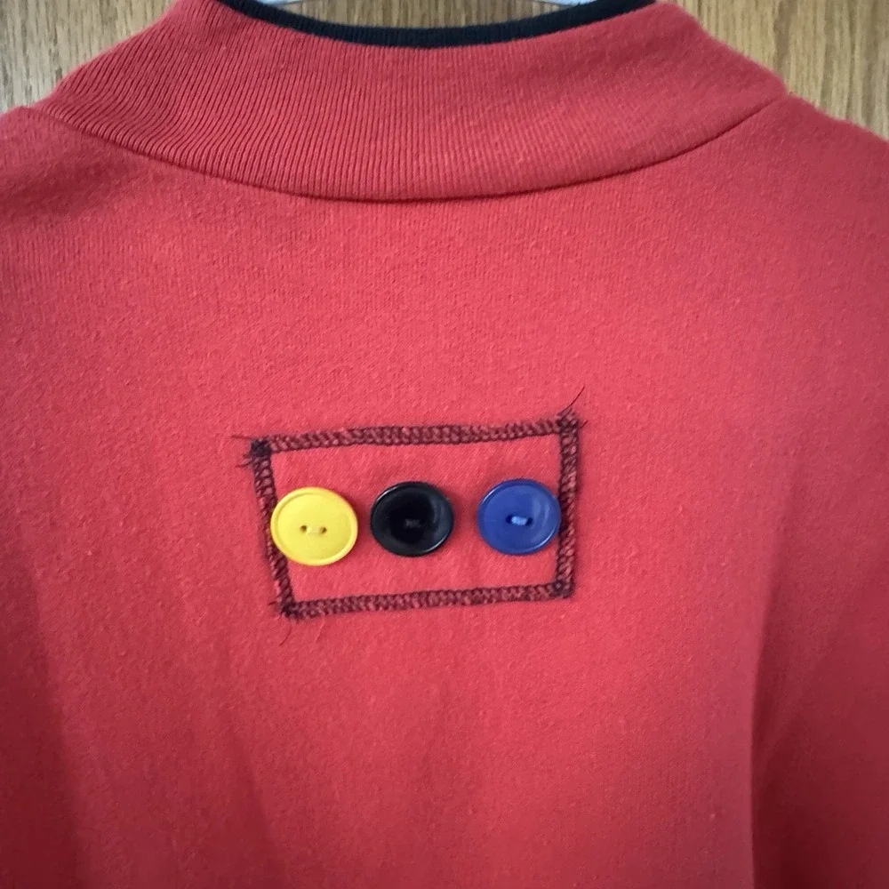 Vintage 90's Funky Red Pullover Sweater With Accent‎ Buttons Medium Art To Wear